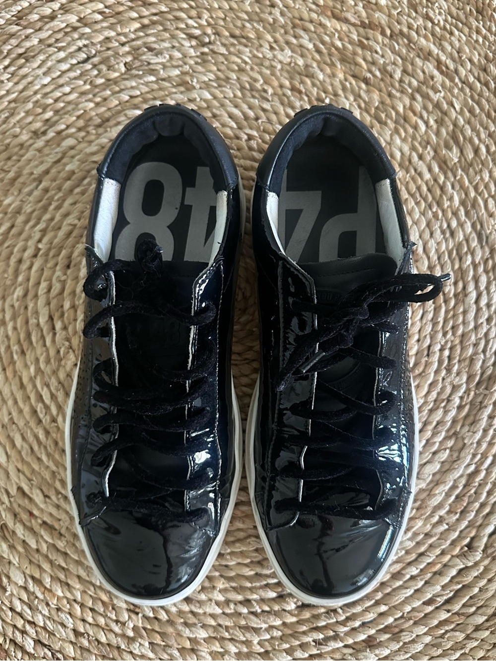 P448 women's jack patent leather sneaker in mada/black Size 39